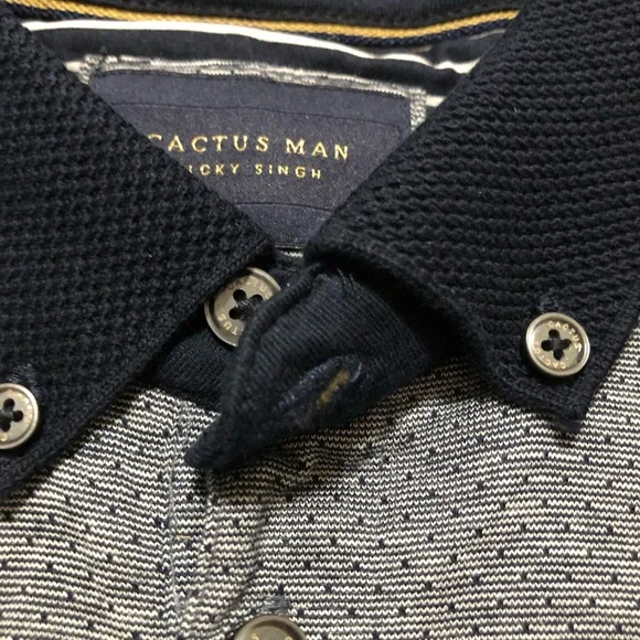 NWT Cactus Man Men’s Short Sleeve Collared Pullover Stretch Blue Polo Shirt M - Picture 2 of 11